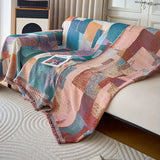 1pc Geometric Pattern Sofa Towel Chenille Sofa Throw Blanket With Tassels Four Seasons Universal Anti Cat Scratch Sofa Protector
