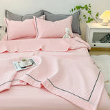 Korean Bubble Yarn Summer Blanket for Double Bed Breathable Thin Comforter Set Machine Washable Quilt 3 Pcs Set or Single Quilts