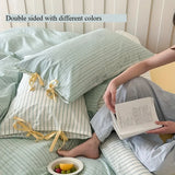 Double Sided Stripes Bow Pillow Case 48x74cm Soft Comfortable Covers Cotton Pillow Cover Pillow Sham for Beds Home Decoration