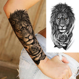 Waterproof Temporary Tattoo Sticker Lion Family Flash Tatto Tiger Wolf Moon Crown Flower Body Art Arm Fake Tatoo Men Women