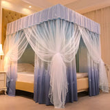 Double Layers Blackout Mosquito Net Princess Integrated Bedroom Dust Top Windscreen Bed Curtain with Bracket