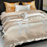 1000TC Egyptian Cotton Soft Silky Satin Jacquard Luxury Bedding Set Smooth Duvet Cover Flat/Fitted Bed Sheet Pillowcases 4Pcs