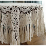 Tassel Table Cover for Dining Table, Lace Tablecloth, Crochet Round Tablecloths, Decorative Cloth, Nordic,Pastoral,Luxury