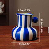 Retro Stripe Ceramic Vase, Elegant Minimalist Home Decor for Living Room Table