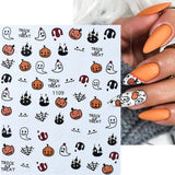 3D Luminous Nail Stickers Decals Black White Spider Web Skull Alien Planet Glow In The Dark Halloween Manicure Foils Tattoo Tips