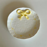 Cute Three-dimensional Bow Underglaze Color Ceramic Mug Plate Gift Girlish Heart Tableware