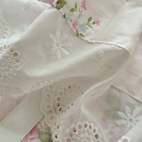 Vintage Lace Ruffles Rose Print Pure Cotton Bedding Set Duvet Cover Set 1.4M/1.5M/1.6M/1.8M/2M Bed Skirt Bedspread Pillowcases