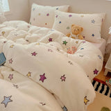 New autumn and winter milk fleece four-piece cartoon cute fleece thickened bed sheet quilt cover warm bedding