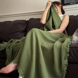 Soft Cotton Blankets Four Layers Gauze Sofa Cover Throw Blanket with Tassel Office Home Decorative Airplane All Season Drop Ship
