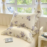 2pcs Flower Prints Ruffles 100% Cotton Pillowcases 48x74cm Sizes Cushion Cover for Bed Floral Style Adults Kids Pillowslip 베개커버
