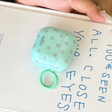 Mint Green Earphone Case For AirPods 1 2 3 4 Pro 2 Grey Polka Dot Pattern Simple Soft Silicone Protection Cover Cute Keychain