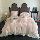 4pcs French Princess Style Pure Cotton 100% Bedding Set Luxury Quilt Cover 200x230 220x240 Bed Cover and 2pcs Pillowcases