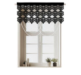 1PC Hollow Cut Lace Valance Curtain With Crystal Beads, Light Filtering Window Drape, For Kitchen Cafe, Sweet Housewarming Gift