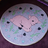 Round Living Room Carpet Purple Little Sheep Pattern Bedside Bedroom Rug Fashionable Ins Style Plush Sofa Coffee Table Mat Tapis