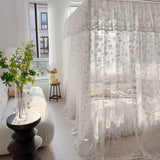Light Luxury Jacquard White Romantic Lace Mosquito Net Three Door Bed Curtain Encrypted Bed Curtain No Bracket