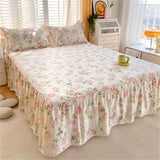 1PC 100%Cotton Bed Skirt Queen/King Size Floral Printed Bed Sheet with Ruffles falda de cama Full Size Bed Skirt for Single Bed