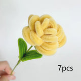 7Pcs artificial roses Valentine’s Day Gifts for and Wife Girlfriend Chenille Handmade Stems Twist Sticks DIY Fake Flowers