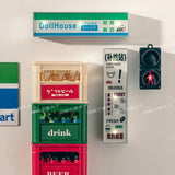 Mini Simulation Refrigerator Magnet Supermarket Supply Station Drink Sign Magnetic Stick-On Plate Tray Decorative Turnover Box