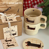 Original Dachshund Dog Stacked Cup Gift Box Ceramic Cute Handdrawn Cartoon Mug Gift for Gifts