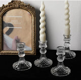 6pc Crystal Candle Holders Centerpiece for Table Dinning Party Wedding Decorations Glass Taper Candlestick Holders Set Bulk