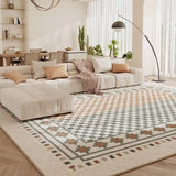 Fluffy Soft Bedside Rug Modern Style Carpets for Living Room Large Area Bedroom Decor Plaid Pattern Carpet Thick Plush Study Mat