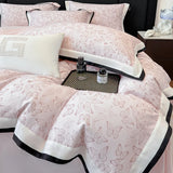 Butterfly Design Bedding Set Luxury 4pcs Pink Egyptian Cotton Duvet Cover sets Flat Sheet Bedspread Pillowcases Home Textiles
