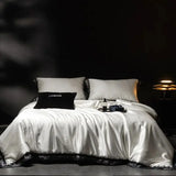 Vintage French Tassel Lace Edge Brocade Lyocell Cotton Soft Silky Bedding Set Duvet Cover Flat/Fitted Bed Sheet Pillowcases 4Pcs