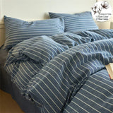 100% Cotton Stripe 3-Piece Duvet Cover Set (1 Duvet Cover + 2 Pillowcases),Yarn-Dyed,Soft Bedding Set, Multiple Sizes