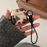 Gradient transparent animal graffiti TPU protection cover with keychain anti loss rope case for airpods 4 3 2 1 pro 2 soft cases