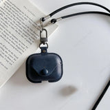 For Airpods 4 4th Case Leather Business Cases For AirPods 4 3 2 1 Pro Cover Headset Shell Headphone Funda With Neck Long Lanyard