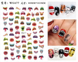 3D Luminous Nail Stickers Decals Black White Spider Web Skull Alien Planet Glow In The Dark Halloween Manicure Foils Tattoo Tips