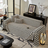 Houndstooth Soft Plush Throws Blankets for Sofa Bohemian Style Jacquard Sofa Cushion Cover Oversized Furniture Protector Blanket