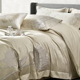 4Pcs Lotus Embroidery 1000TC Egyptian Cotton Rose Jacquard Luxury Bedding Set Duvet Cover Set Bed Sheet/Fitted Sheet Pillowcases