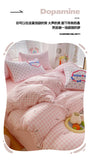 Korea Style Bedding Set Purple Heart Washed Cotton Soft Duvet Cover Skin-friendly Quilt Cover Bed Sheet Pillowcase Home Textiles