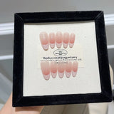 10Pcs Handmade Press on Nails Simple Nude Color Short Almond Full Cover Plating Gradient French False Nails Wearable Manicure
