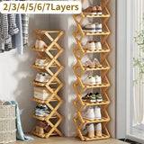 New Portable Small Foldable Shoe Rack Without Installation,Bamboo Shoe Rack for Storage.Ideal for Hallway,Bedroom,Living Room
