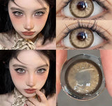 1Pair Color Contact Lenses With Myopia Brown Eyes Natural Colored Beauty Pupils for Natural Effect Eyes Graduated Lenses