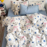 Bed Linen Bedding Set A-Class Washed Cotton Four-Piece Bed Sheets Set Comfort Sets Solid  Couple Bed Quilt Cover Home Textile