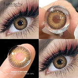 1pair Myopia Contact Lenses with Degrees Colored Natural Lenses 0 to -6.00 Degrees Graduation Blue Pupils Lenses Eyes