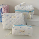 Fashion Cherry Tote Women Makeup Bag Portable Cute Ladies Cosmetic Toiletry Storage Pouch Handbag Cotton Quilted Zipper Bag