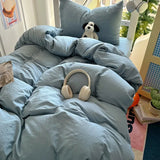 New solid color simple washed cotton student bed sheet four-piece set machine washable student dormitory three-piece set