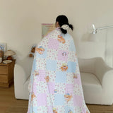 Ikeehome  new printed milk wool lamb wool blanket double-sided cute cartoon office lunch break blanket student dormitory blanket