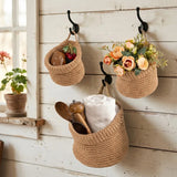 3pcs Kitchen Wall Mounted Storage Net Pocket Fruit Vegetable Wall-mounted Storage Bag Handmade Multifunctional Decoration Basket