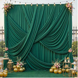 2PCS Dark Green Wrinkle-Free Photography Background Drapes Wedding Backdrop Curtain for Parties Baby Birthday- Crease Resistant