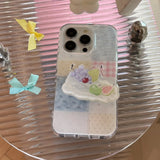 Plaid Floral Fruit Stand Suitable for Apple for Iphone16Promax Case/For Iphone15Promax Case/14Pro Case/13 Iphonecase/Fashionable Women's Mobile Phone Case/Simple Mobile Phone Case