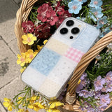 Double-Sided Plaid Floral Suitable for Apple for Iphone16Promax Case/For Iphone15Promax Case/14Pro Case/13 Iphonecase/Fashion Women's Mobile Phone Case/Simple Mobile Phone Case