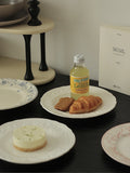 French Relief Dining Plate Household Breakfast Bread Disc Nordic Style White Ceramic Tableware Retro Versatile Dessert Plates