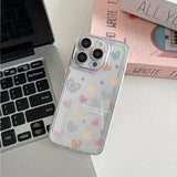 Colour Line Love Heart Phone Case For iPhone 16 15 14 13 12 12 Pro Max Heart Clear Case Shockproof Bumper Cover