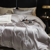 Luxury Jacquard and 60S Cotton Patchwork Soft Silky Bedding Set Duvet Cover Set Bed Sheet/Fitted Sheet Pillowcases 4Pcs