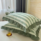 100% Cotton Lace Pillowcase 48x74cm Yarn-dyed Washed Cotton Stripe Pillow Cover Bedding Decorative Pillow Sham With Zipper
